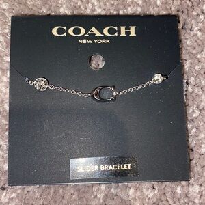 Coach C Slider Bracelet w/ Silver Crystal Accents
